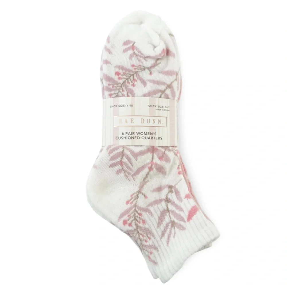 Rae Dunn Women's Cushioned Quarters  Socks 6 pair NIP